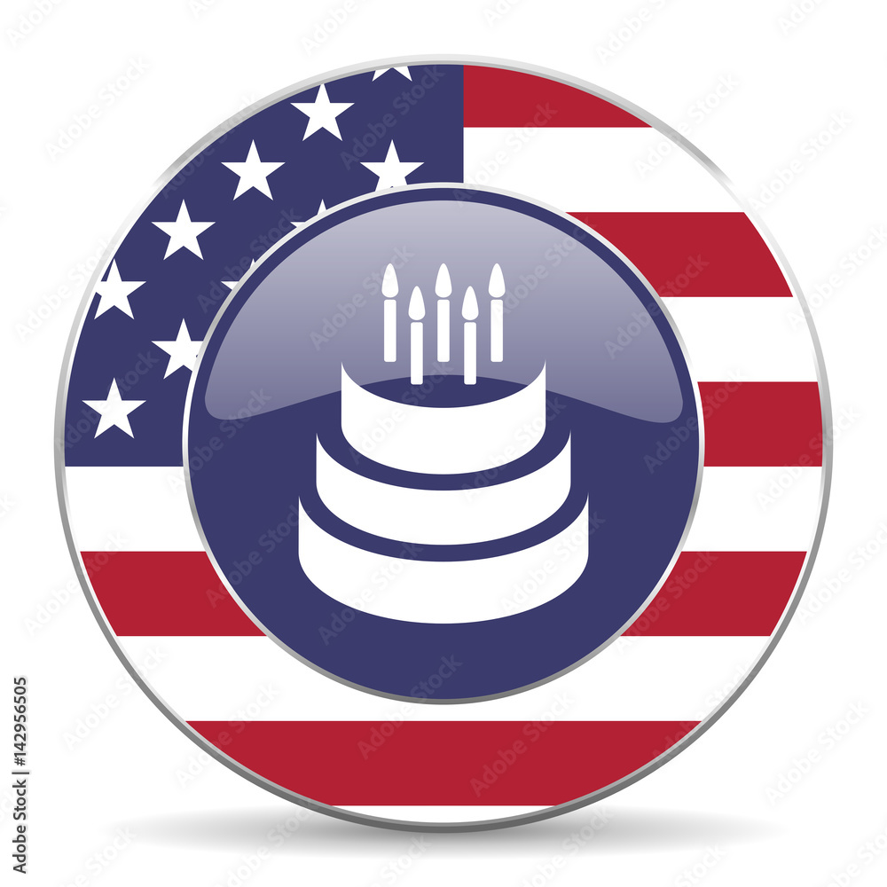Aufkleber cake usa design web american round internet icon with shadow on white background.