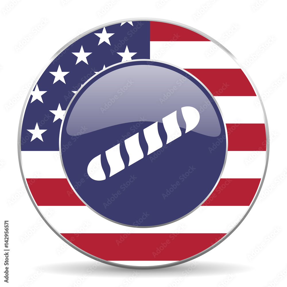 Aufkleber baguette usa design web american round internet icon with shadow on white background.