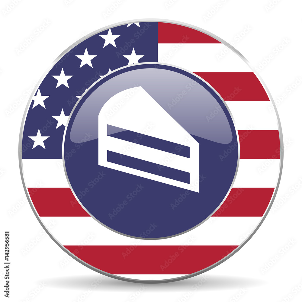 Poster cake usa design web american round internet icon with shadow on white background.