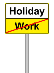 Zeit für Urlaub, Schild isoliert auf weiß