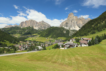 Fototapeta na wymiar Dolomites, view of Corvara in Badia in South Tyrol