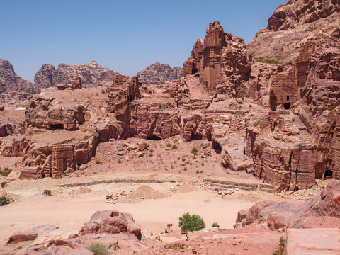 Nabataean tombs in the ancient Arab Nabatean Kingdom city of Petra.