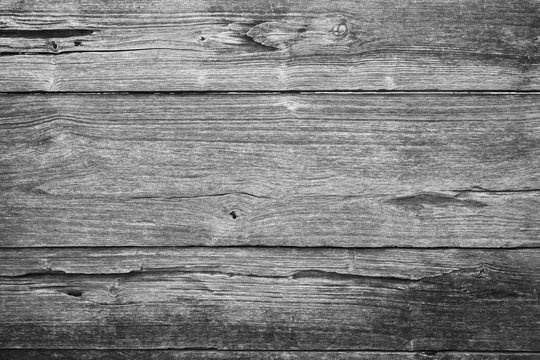 Close-up of an old teak board wall texture background in black&white.