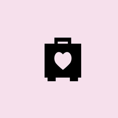 suitcase with heart icon. flat design