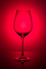 Wine glass on color background