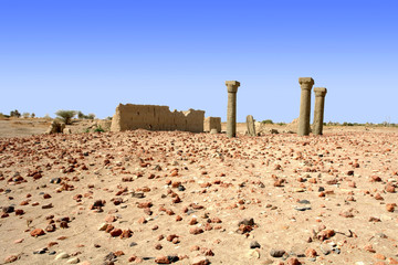Granite columns of the ruined church on an island Sai, Sudan
 - obrazy, fototapety, plakaty