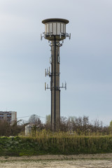 Communication Radio antenna installed in a rural landscape
