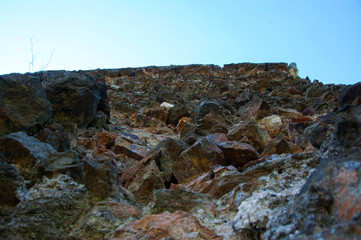 Old fortress wall, view from below