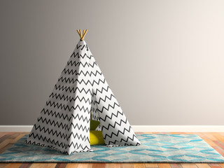 part of Interior with wigwam 3D rendering © Dmitry Berg