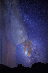 God's hand reaches through the milky way out the heavens, milky way, astrophotography 