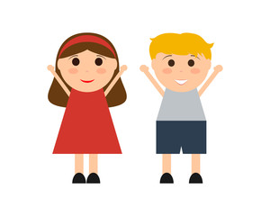 Cartoon boy and girl on a white background vector