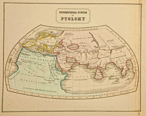 Fototapeta na wymiar Ancient map of the world . Published by George Philip and son at London 1857 and are not subject to copyright.