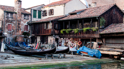 Fototapeta na wymiar Squero San Trovaso in Venice, historic landmark of building and repairing gondolas