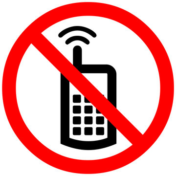 cell phone sign. mobile phone not allowed. Red prohibition symbol sign
