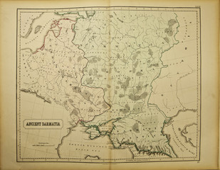 Sarmatia. Ancient map of the world Ancient map of the world . Published by George Philip and son at London 1857 and  are not subject to copyright.