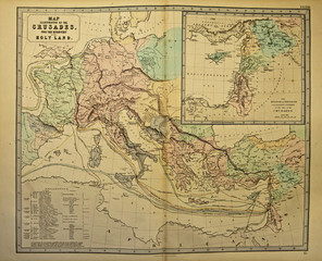 Fototapeta na wymiar Holy Land. Ancient map of the world Ancient map of the world . Published by George Philip and son at London 1857 and are not subject to copyright.