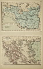 Fototapeta premium Grees and Medes. Ancient map of the world . Published by George Philip and son at London 1857 and are not subject to copyright.