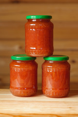 Jars with apple jam