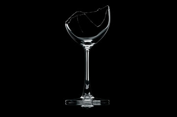 transparent broken wineglass