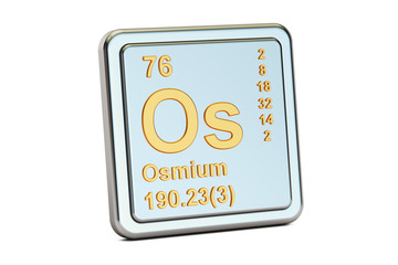 Osmium Os, chemical element sign. 3D rendering