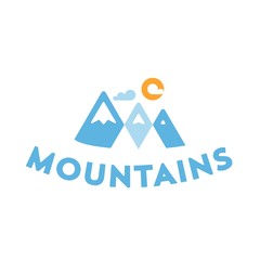Mountain logo template. Vector design element modern style for logotype, label, badge, emblem. Hills logo, mountain symbol.