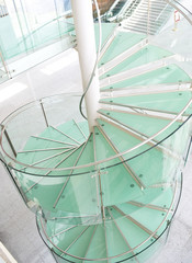 modern glass staircase in a conference center.