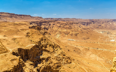 Fototapeta na wymiar Judaean Desert as seen from Masada fortress - Israel