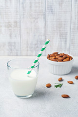 Homemade almond milk in a glass