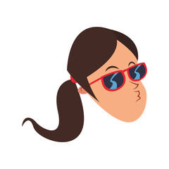 girl with sunglasses, cartoon icon over white background. colorful design. vector illustration