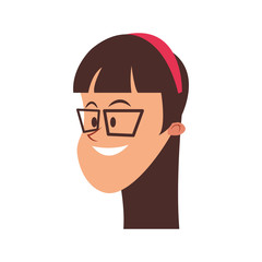 girl with glasses, cartoon icon over white background. colorful design. vector illustration