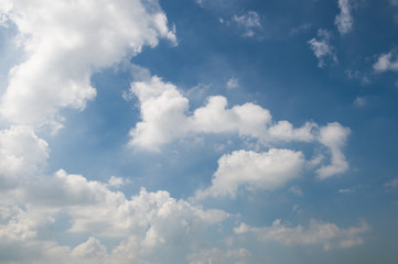 white clouds against blue sky for background.