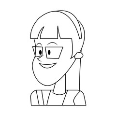 happy girl face icon over white background. vector illustration