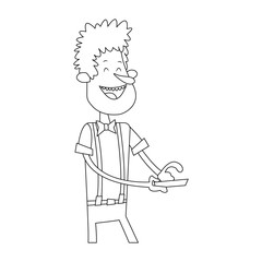 man using a smartphone, cartoon icon over white background. vector illustration