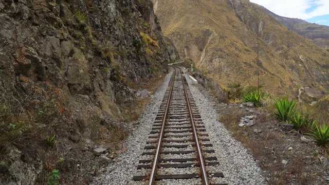 View on tracks on the Devils Nose train Alausi, Ecuador