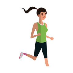 woman running,  cartoon icon over white background. colorful design. vector illustration