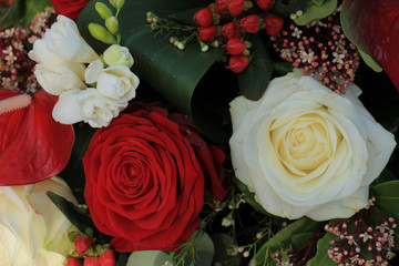 Classic white and red wedding bouquet