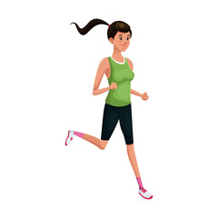 woman running,  cartoon icon over white background. colorful design. vector illustration