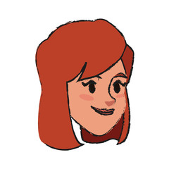 girl smiling cartoon icon over white background. colorful design. vector illustration