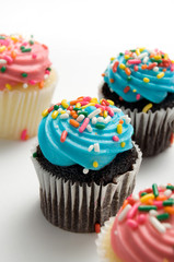 Blue and Pink Easter Muffins with Sprinkles