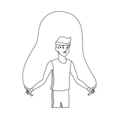 man jumping rope, cartoon icon over white background. vector illustration