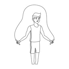 Fototapeta premium man jumping rope, cartoon icon over white background. vector illustration