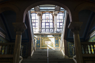 Hospital De Sant Pau historic building of Barcelona Spain from inside.