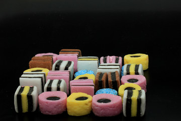Stacked liquorice all sorts