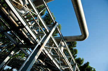 Steel pipelines in a industrial zone.