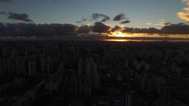 Aerial View of Sunset in Sao Paulo, Brazil