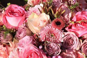 Mixed pink wedding flowers
