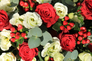Classic white and red wedding bouquet