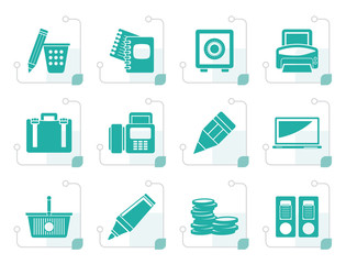Stylized Business, Office and Finance Icons - Vector Icon Set