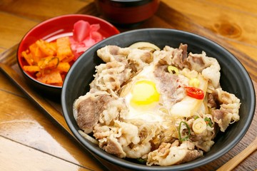 gyudon. Set Menu with Japan-style Beef Meal .