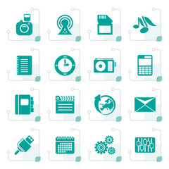 Stylized Phone Performance, Business and Office Icons - Vector Icon Set